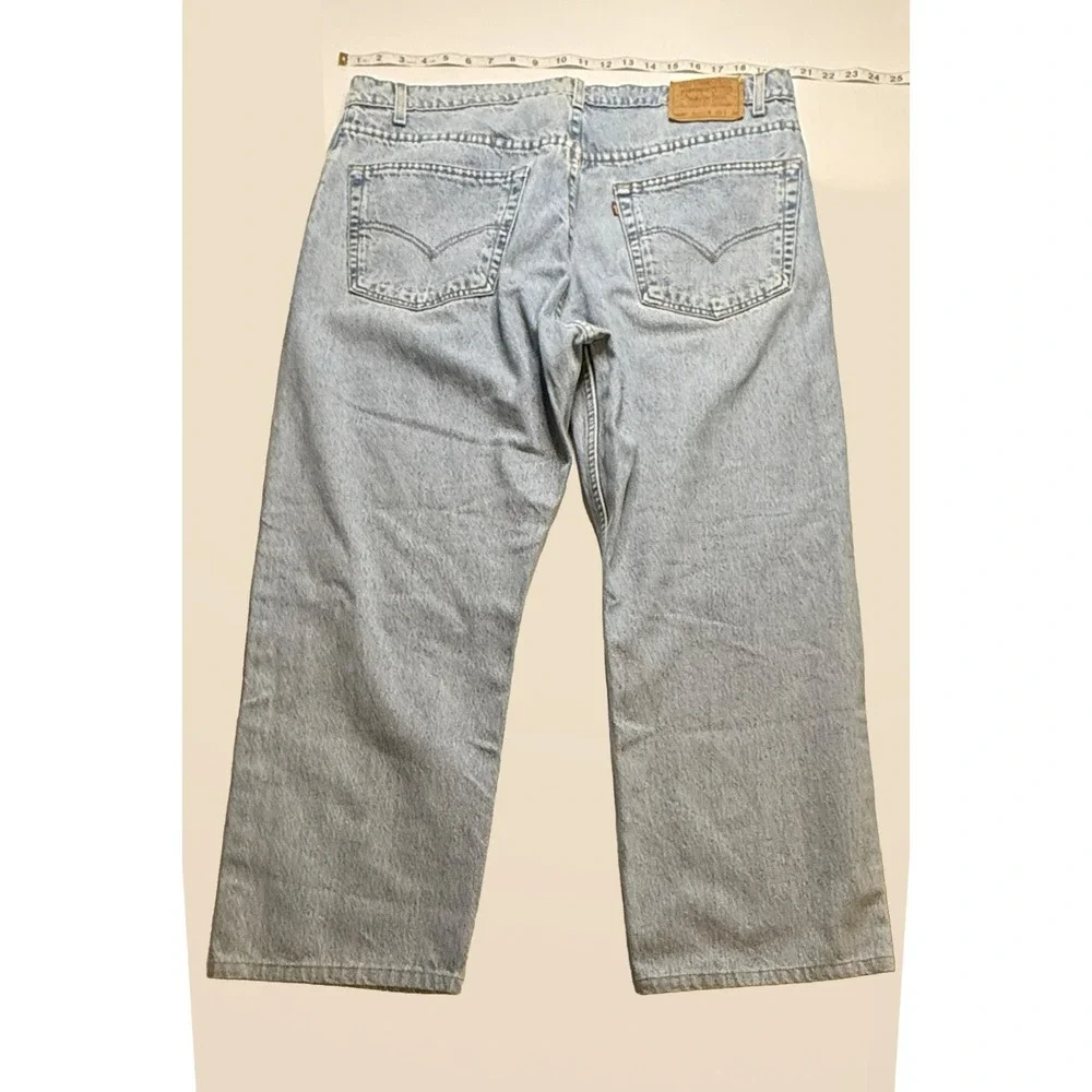 Vintage Levi's 505 Jeans W40 Hemmed Straight Leg Light Wash 90s‎ Classic Denim